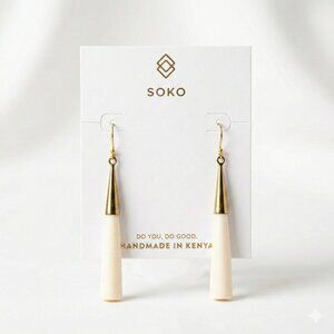 NEW Soko Gold & Ivory Dangle Earrings handmade in Kenya